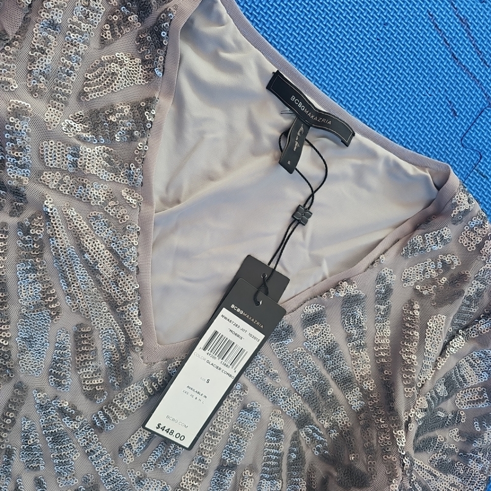 Nwt BCBGMaxazria MORRIS Sequines Long Sleeve Mini Dress Size S - Picture 4 of 7